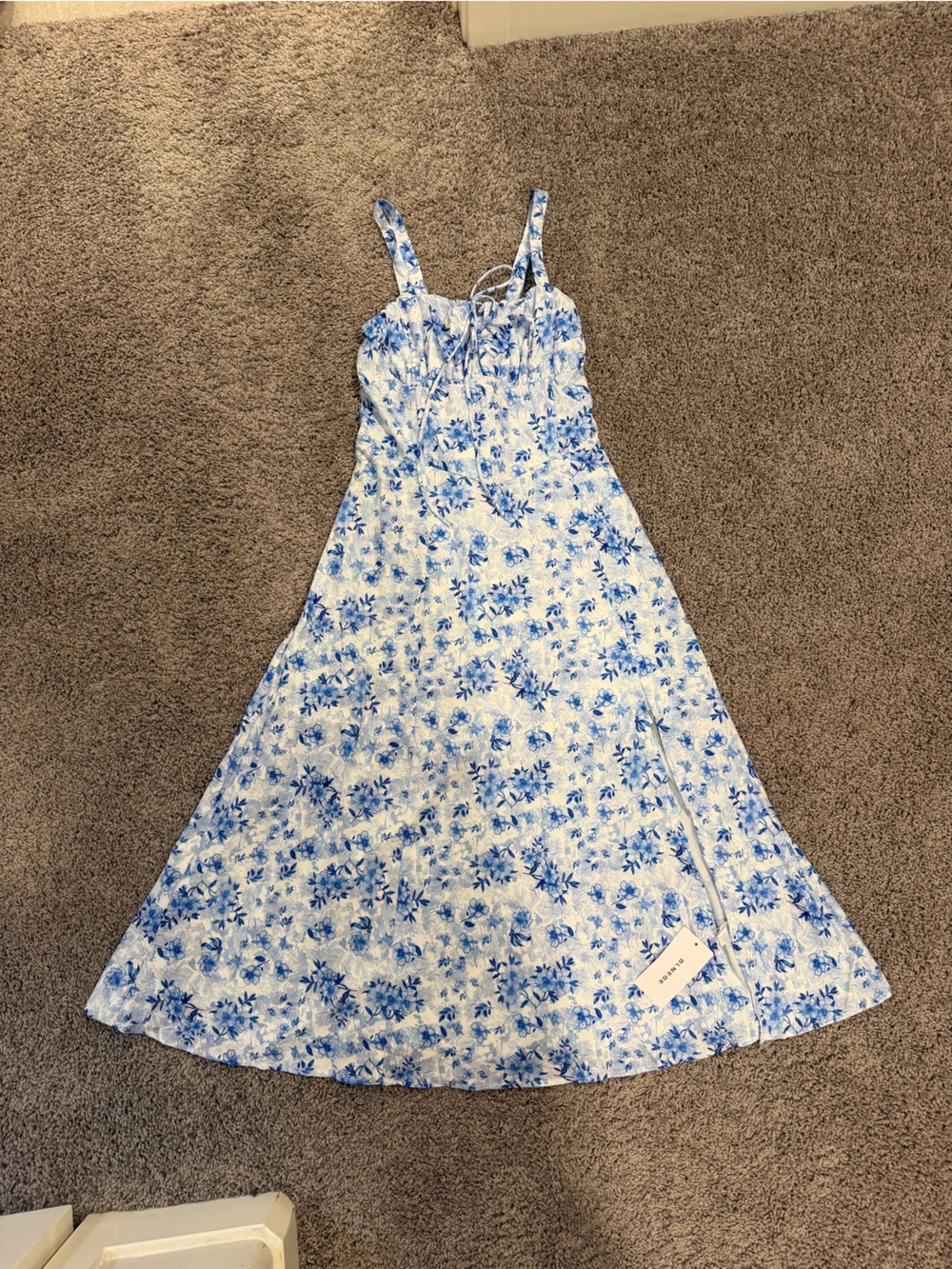 Corset Blue Floral Sundress with Spaghetti Straps